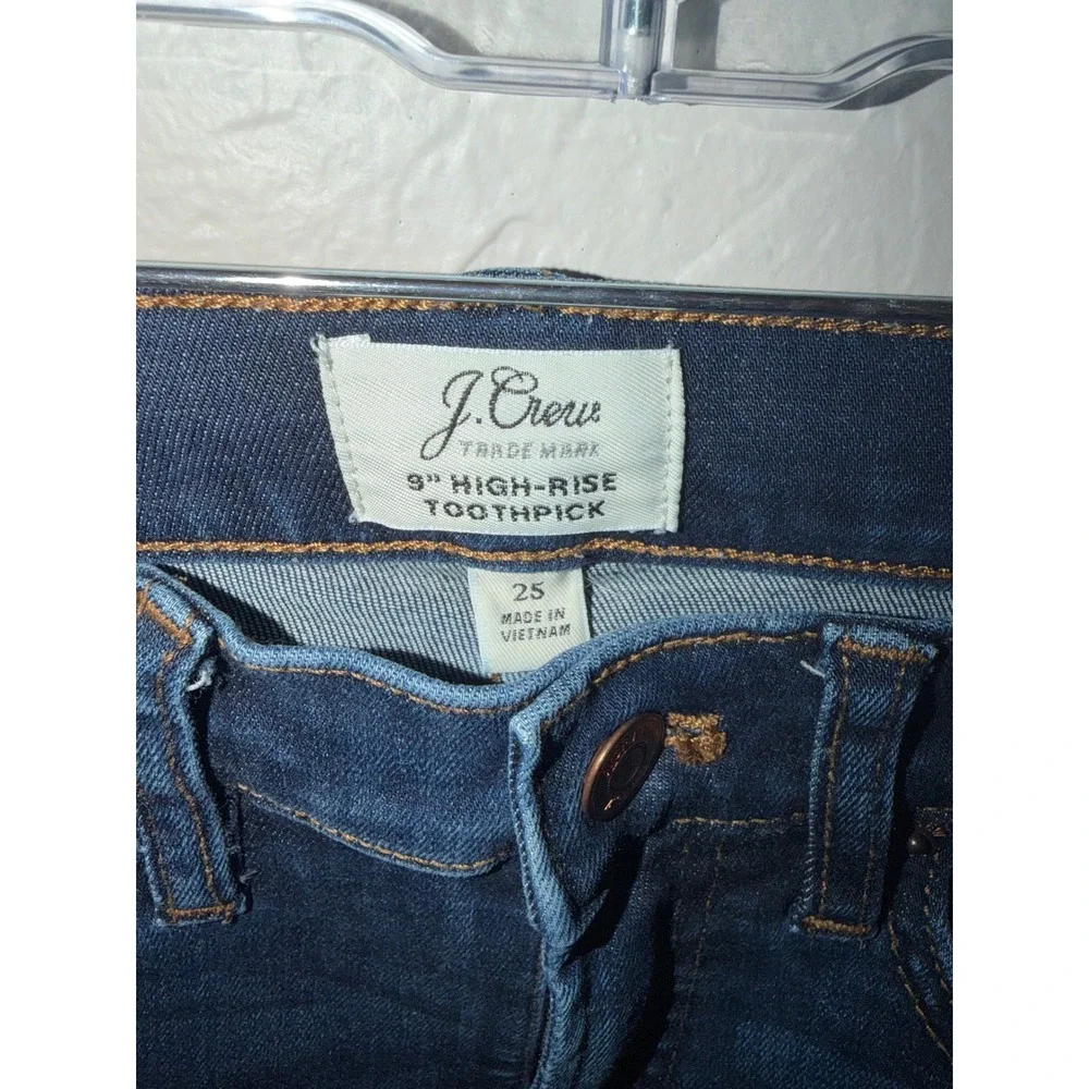 J.Crew 9 High-Rise Toothpick Skinny Jeans Dark Indigo Blue Size 25